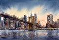 Brooklyn Bridge watercolour artwork by Daz James Photography