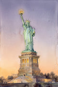 Statue of Liberty watercolour at twilight by Daz James Photography